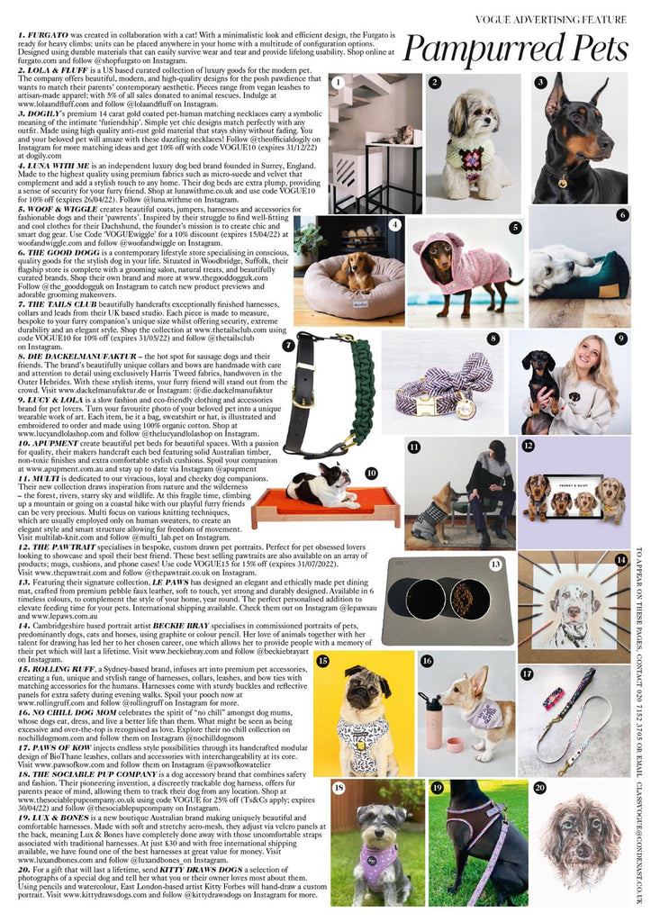 The Sociable Pup Company AirTag Dog Harness As Featured in Vogue!
