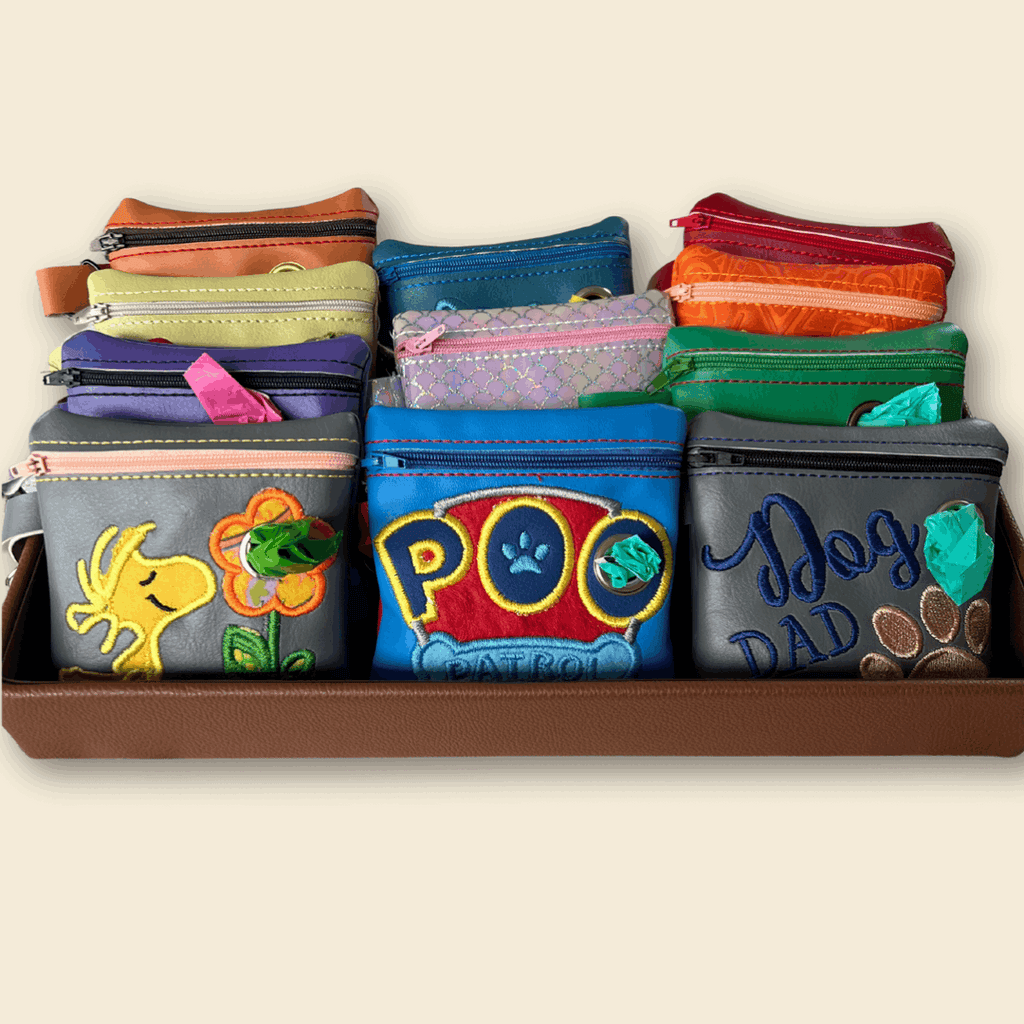 Collection of hand made dog poop bag holders | The Sociable Pup Company