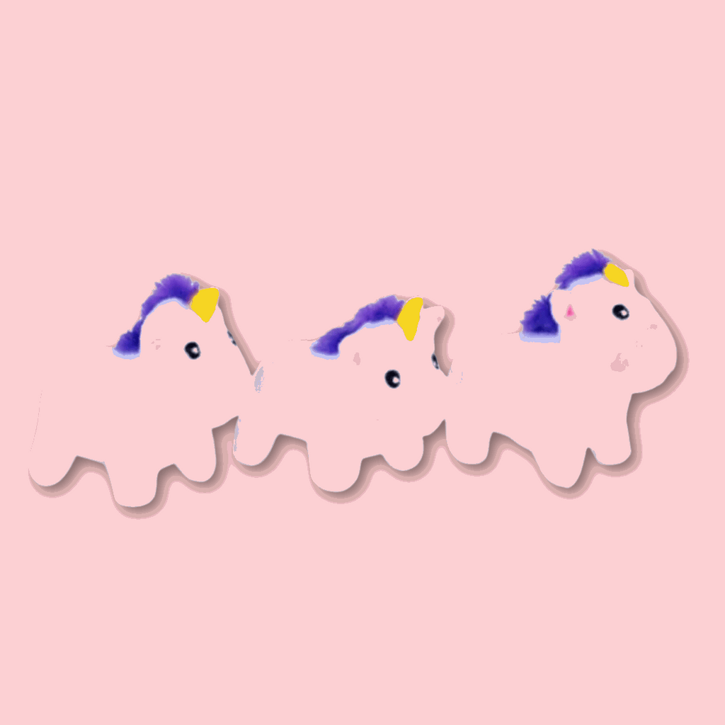 Three Rainbow Unicorns from the Rainbow & Unicorns Burrow Dog Toy. The Social Pup Company