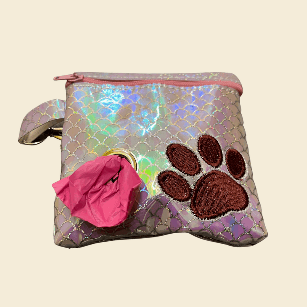 Handmade Dog Poop Bag Holder in Iridescent Pink | The Sociable Pup Company