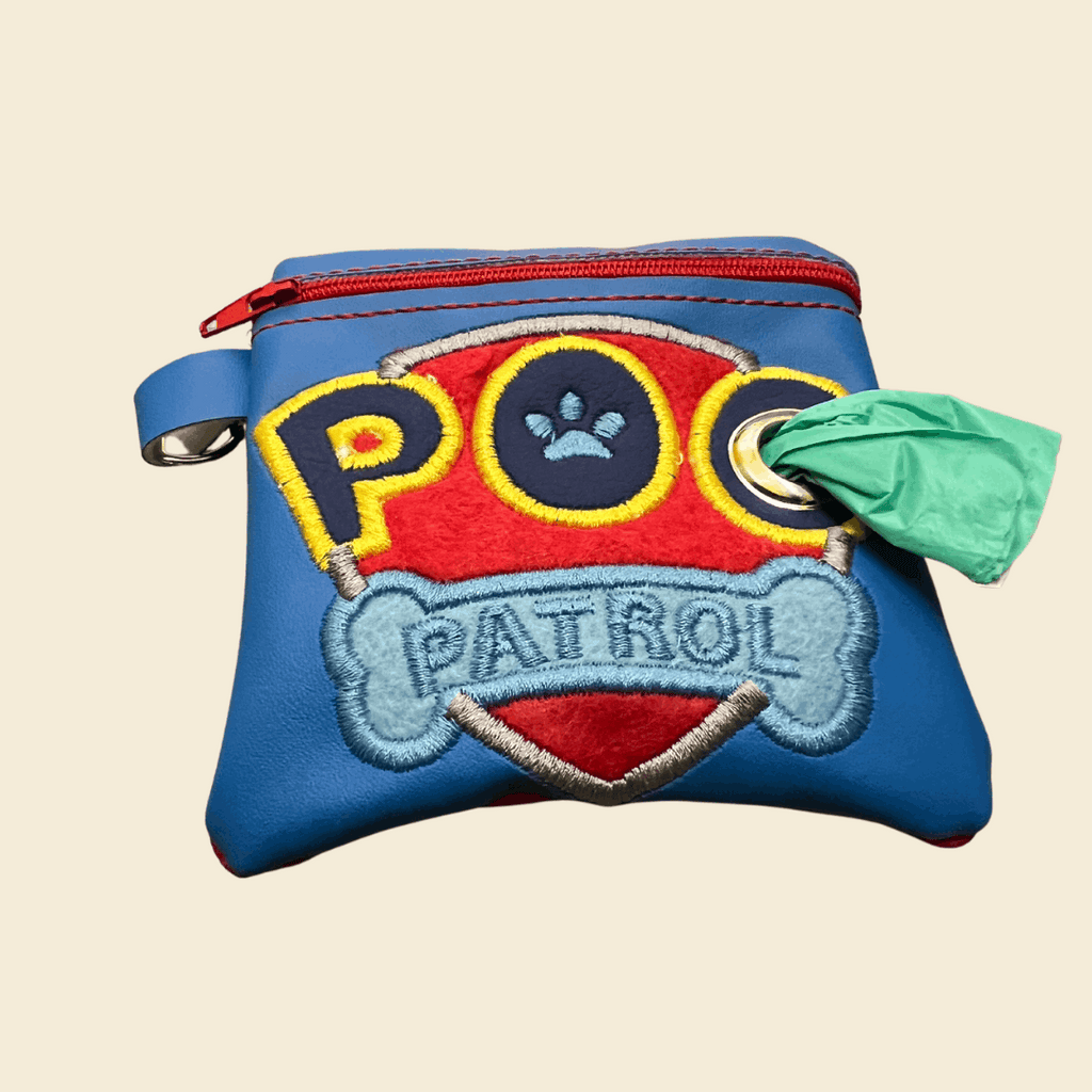 Poo Patrol Handmade Dog Poop Bag Holder in blue | The Sociable Pup Company